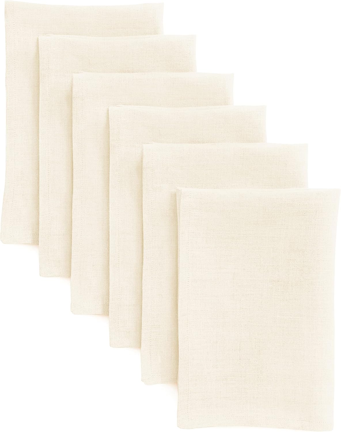 Ivory Linen Napkins Set of 6 - 100% Pure Linen Cloth for Holidays