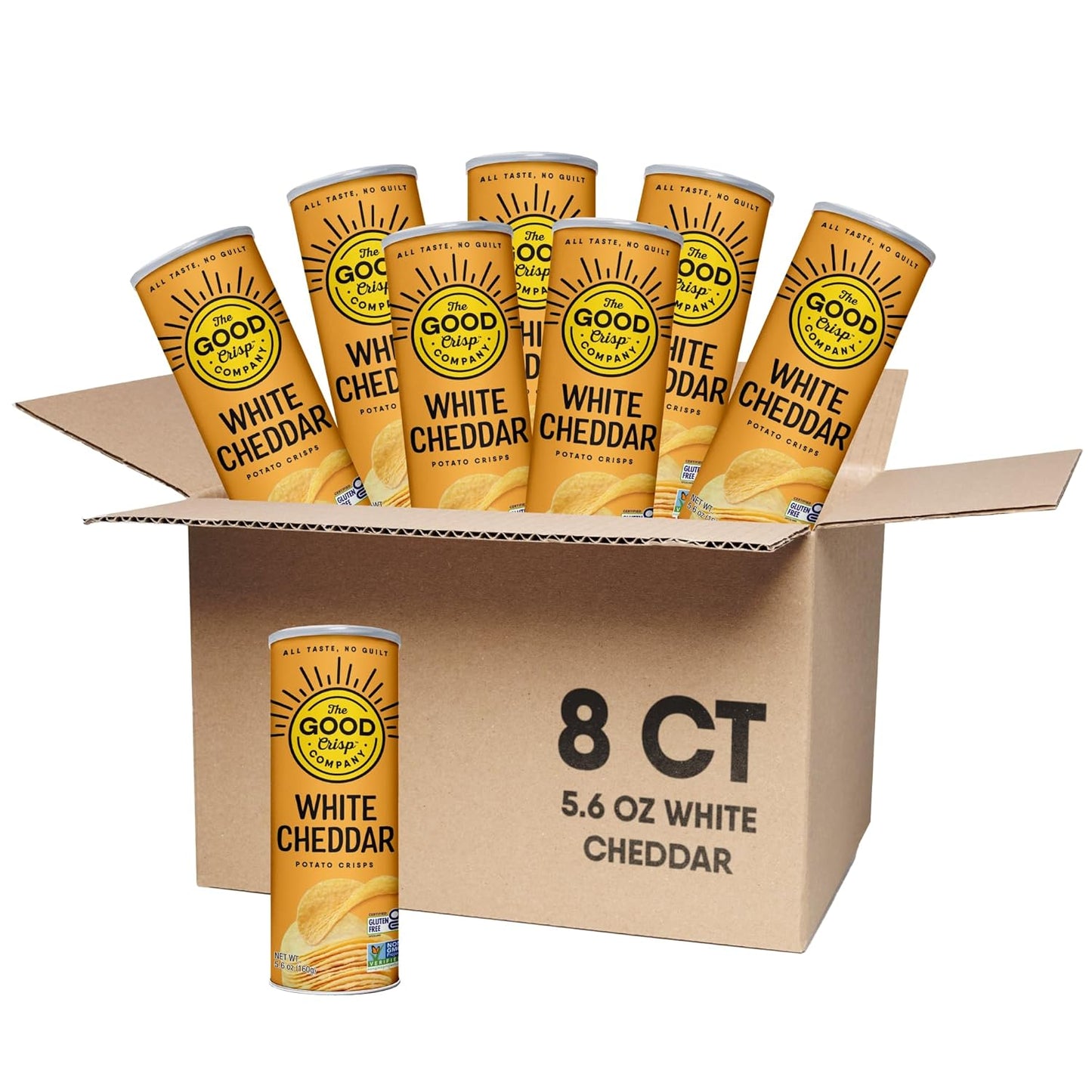 Aged White Cheddar Gluten Free Potato Chips - Snack Pack of 8