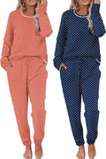 Ekouaer 2 Pack Womens Pajama Sets Long Sleeve Lounge Sets - Soft is