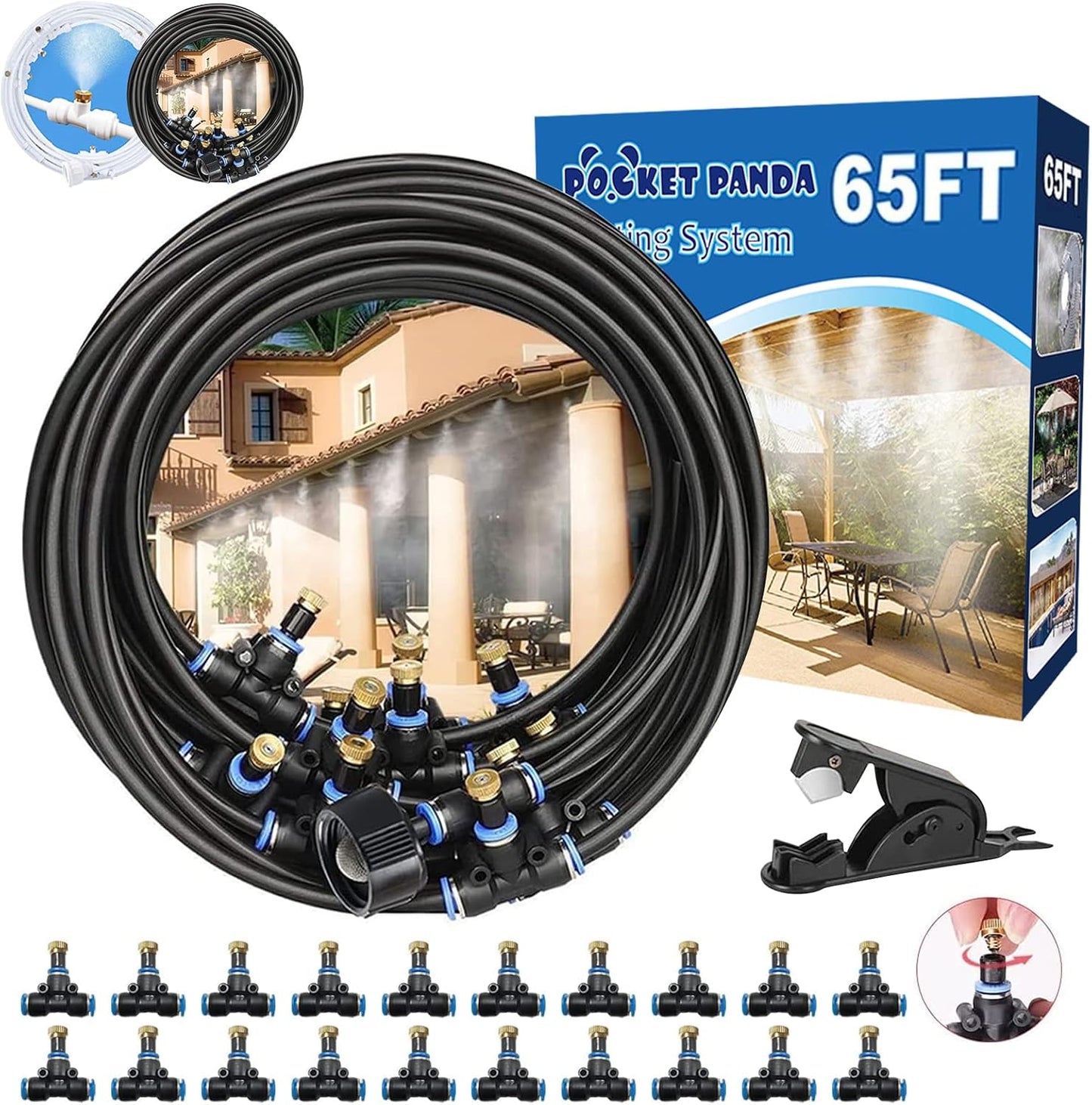 Outdoor Misters for Patio Cooling - Customizable 65Ft System