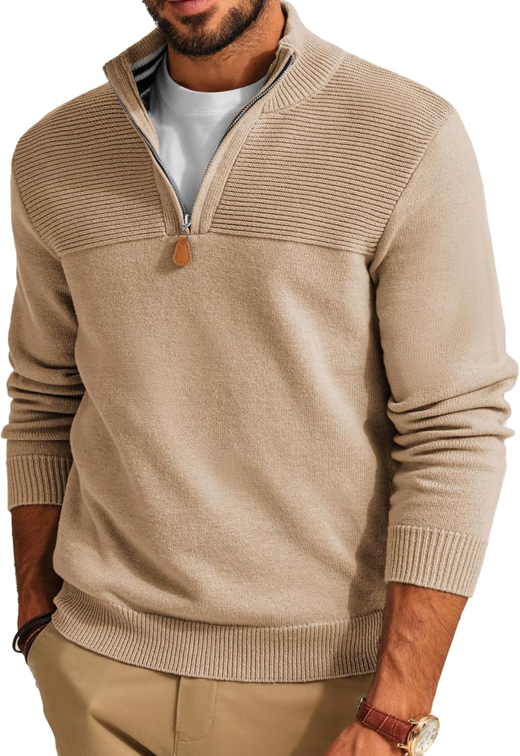 PJ PAUL JONES Men's Quarter Zip Sweater for Stylish Comfort