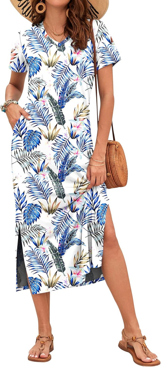 MISFAY Women Summer Midi Dresses Casual Loose Short Sleeve Dress