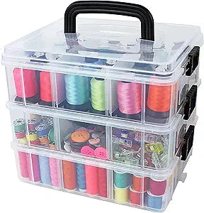 Stackable Storage Container with Adjustable Compartments for Crafts