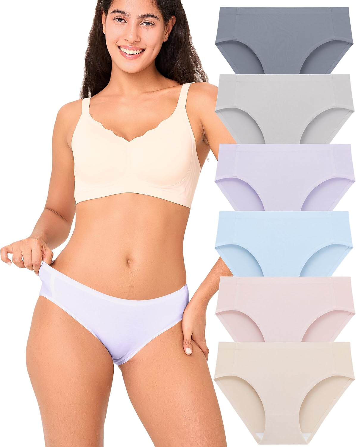 Bamboo Cool Women's No Show Bikini Seamless Underwear 6 Pack