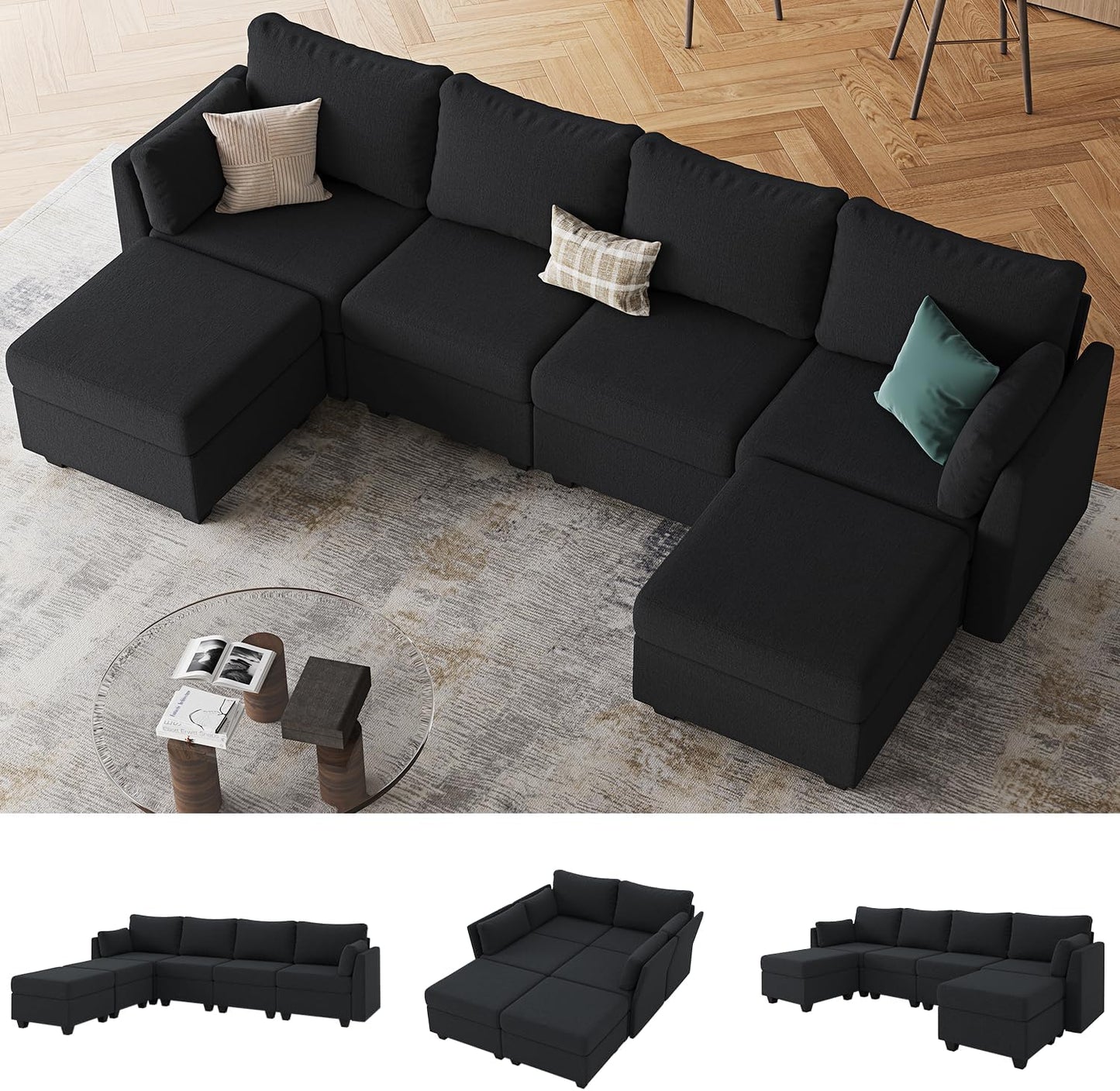 Modular Sectional Sofa with Storage and Memory Foam Comfort