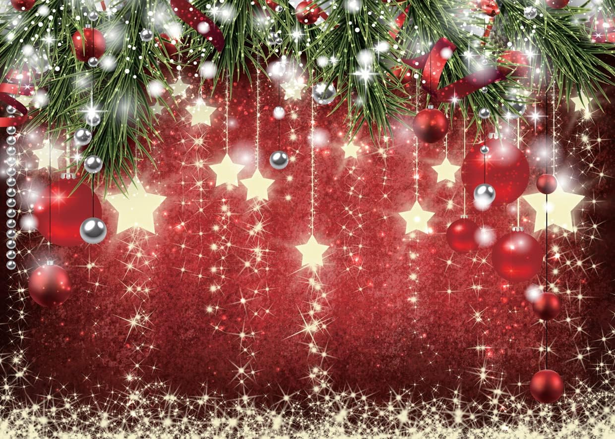 SJOLOON Christmas Backdrops Red Ball Theme for Festive Decor