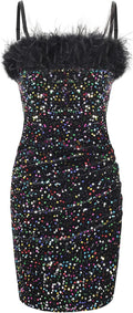 Girls Sequin Bodycon Dress Ruched Teen Sparkle Spaghetti Strap Mini