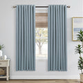 Mrs.Naturall Stone Blue Grommet Linen Blackout Curtains for Living
