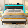 Rolanstar Bed Frame King Size with USB Charging and LED - Storage