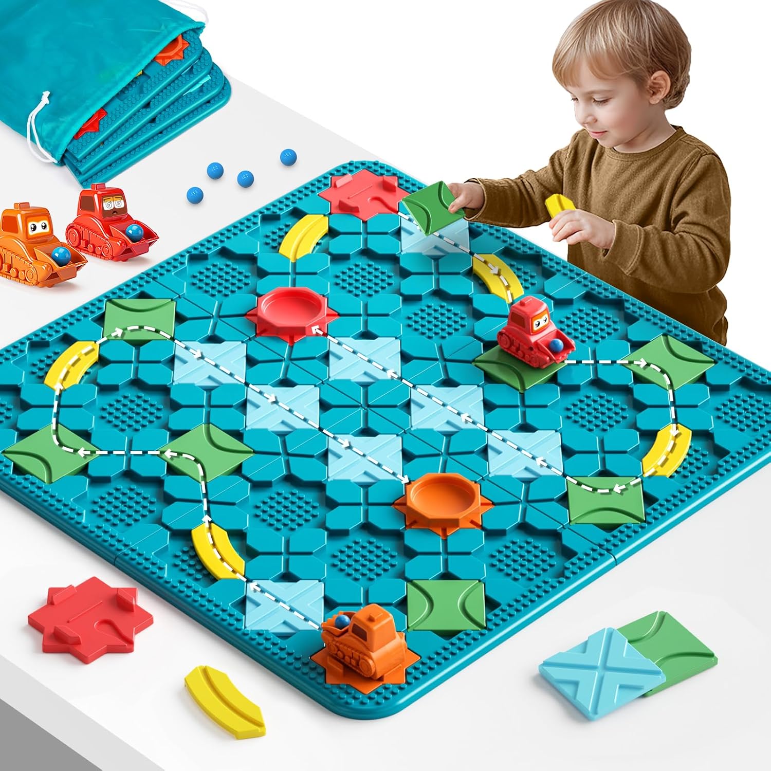 Kids Toys STEM Board Games - Logical Road Builder Puzzles