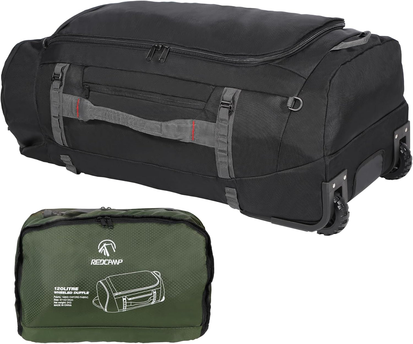 REDCAMP Foldable Duffle Bag with Wheels for Large Travel Needs