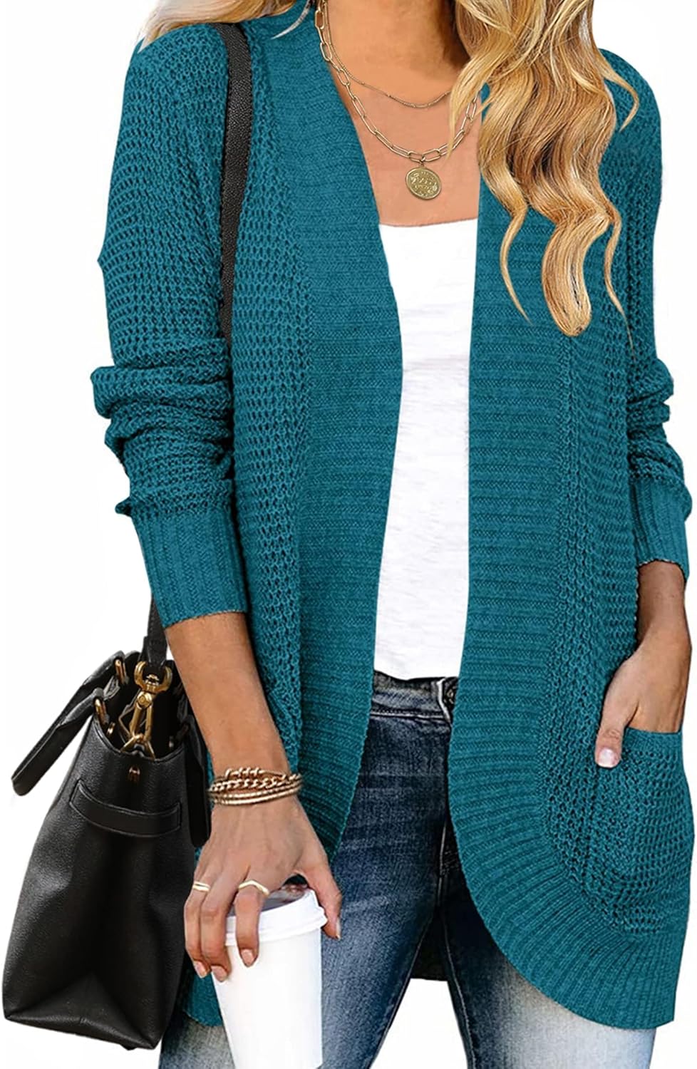 ZESICA Women's Long Sleeve Open Front Cardigan for Fall Winter