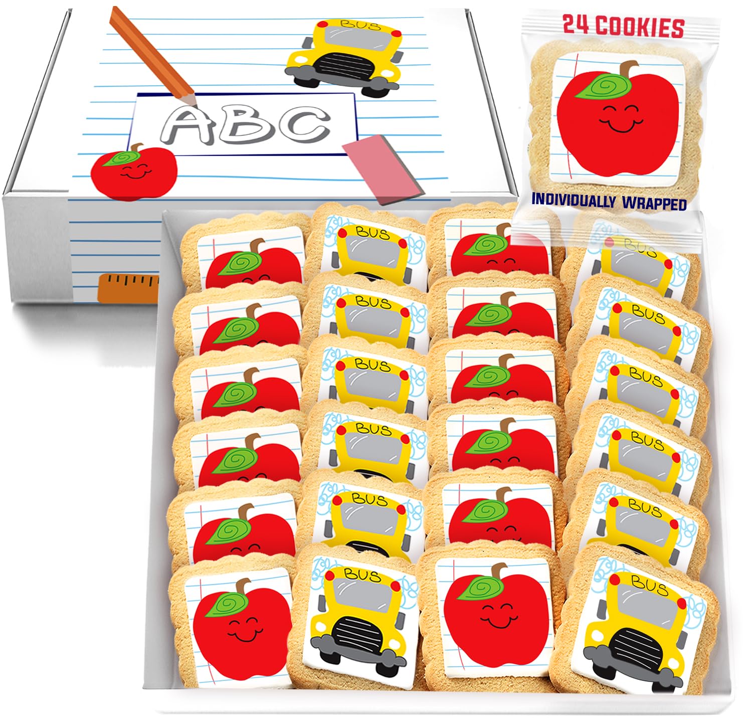 Delicious School Cookies for Teacher Appreciation Gifts 24 Pack