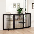 Freestanding Pet Gate for Dogs - Foldable Wooden 3-Panel Gate
