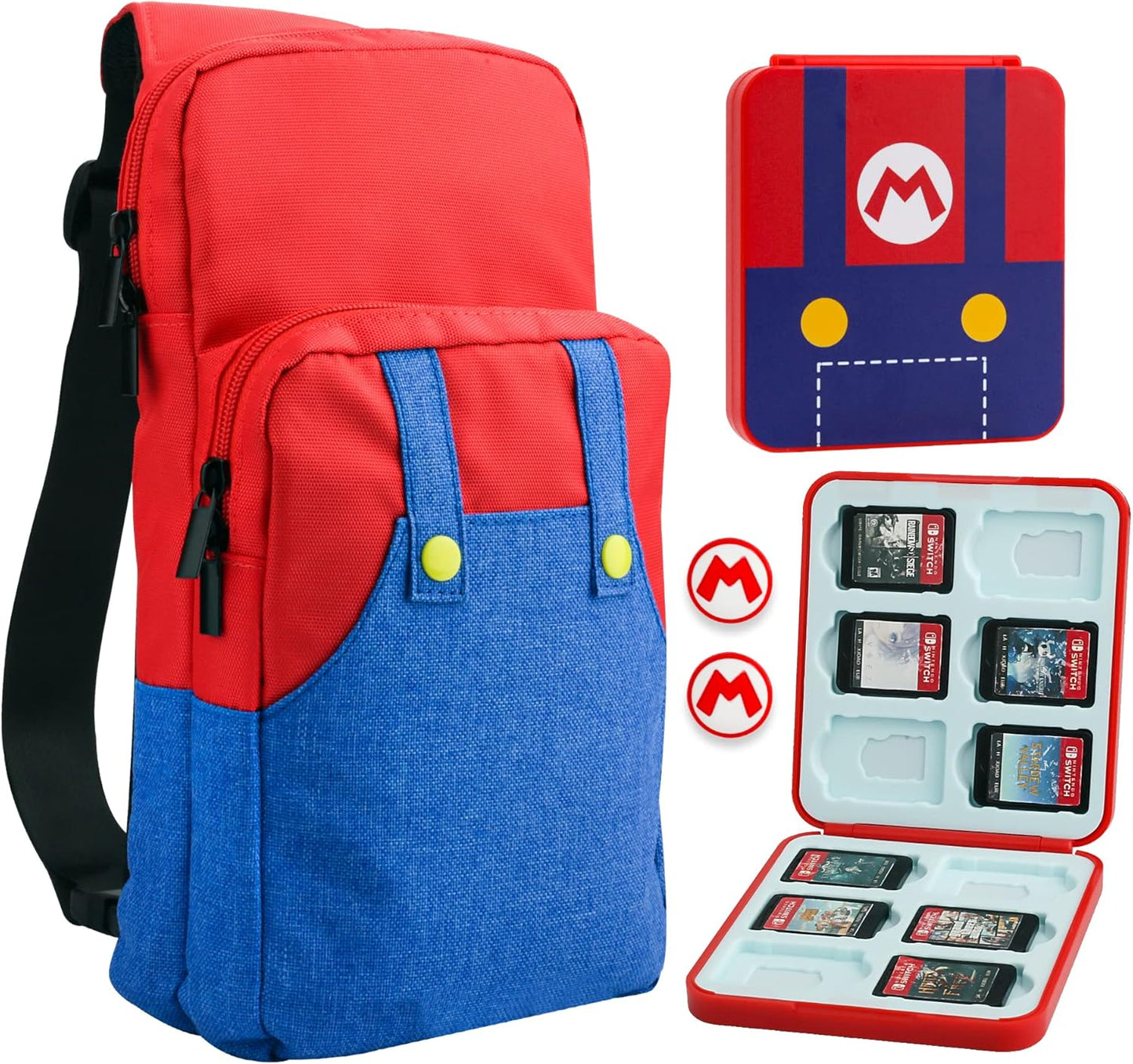 FUNDIARY Red and Blue Carrying Travel Bag for Switch 2 and More