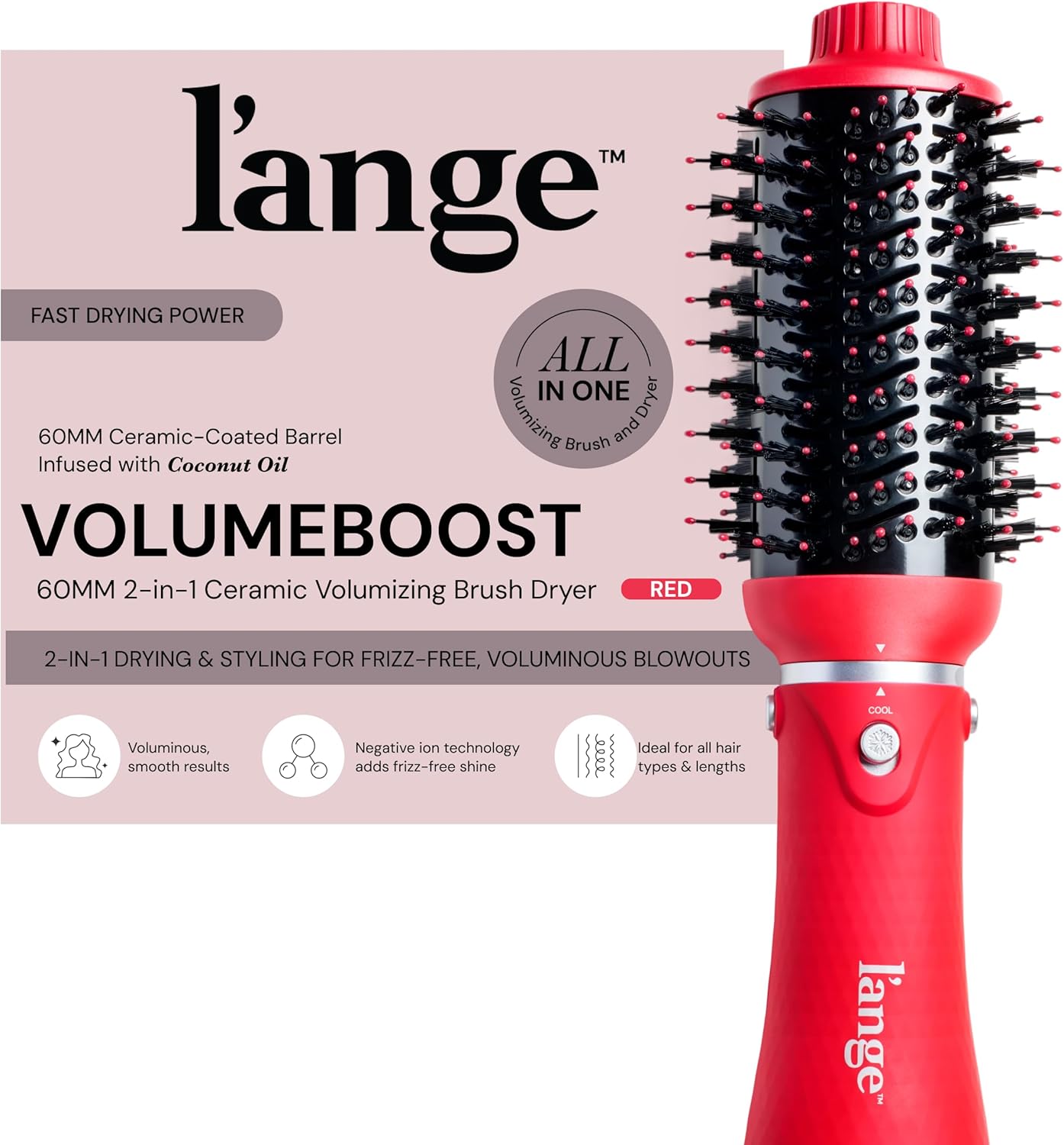 L'ANGE HAIR VolumeBoost 60mm Brush Dryer for Voluminous Blowouts