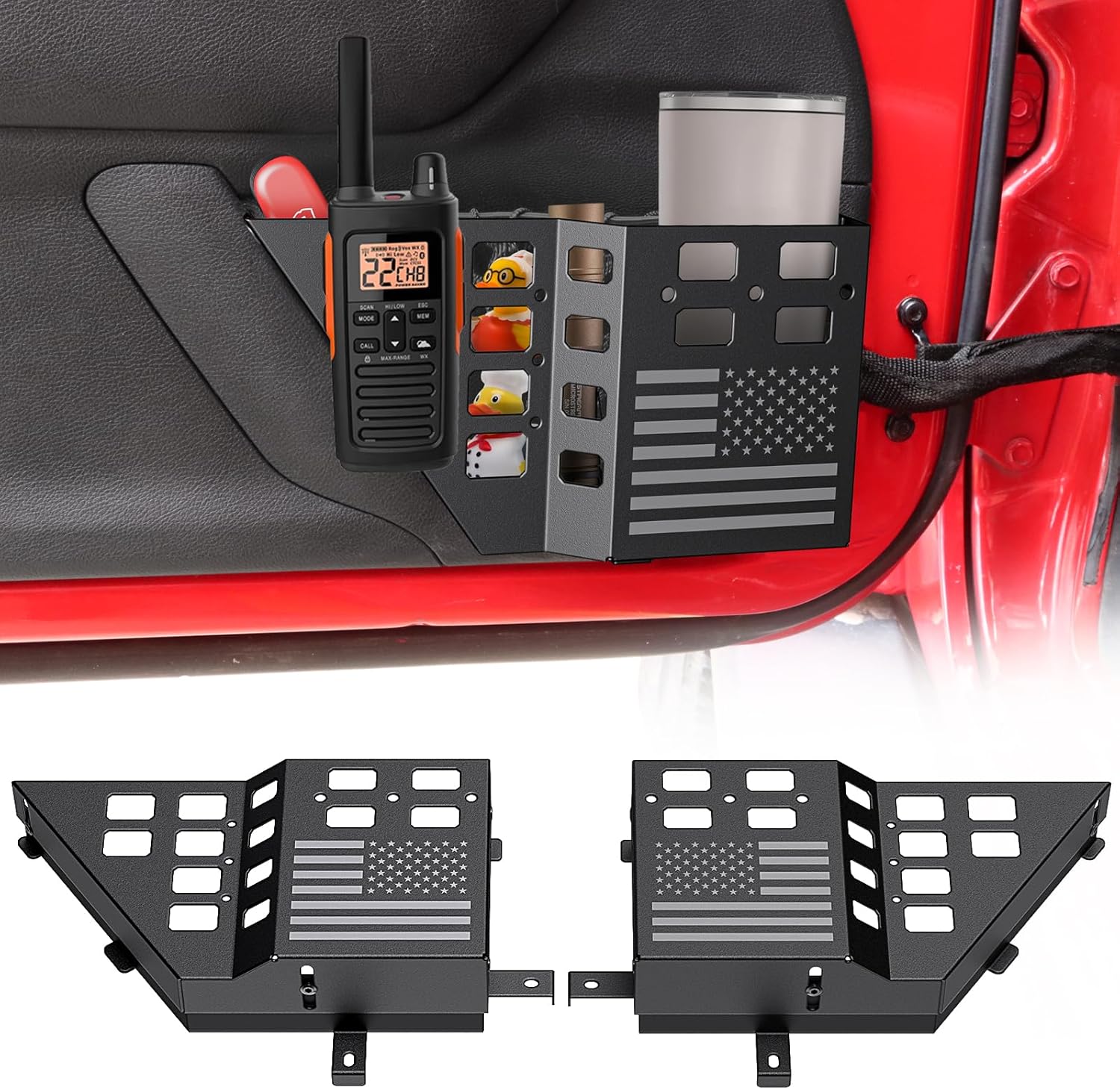 Upgraded Metal Front Door Pocket Storage Box for Jeep Wrangler