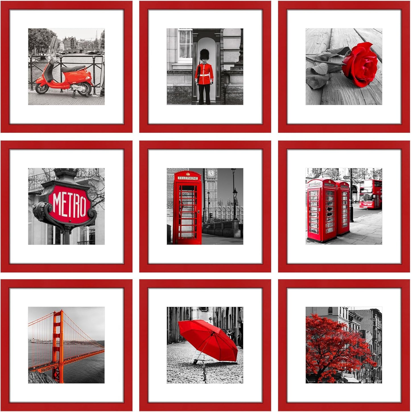 12x12 Picture Frame Set of 9 for Stunning Photo Displays