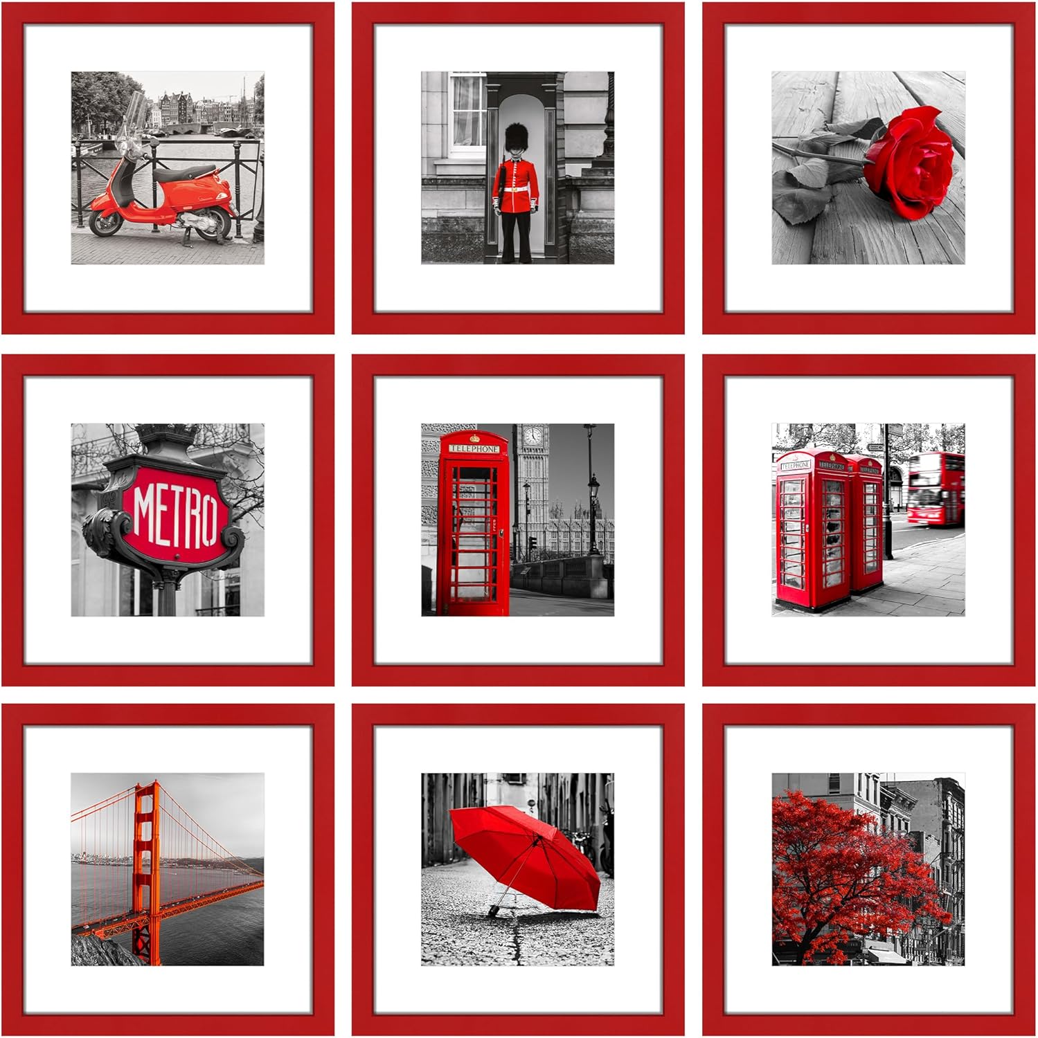 12x12 Picture Frame Set of 9 for Stunning Photo Displays