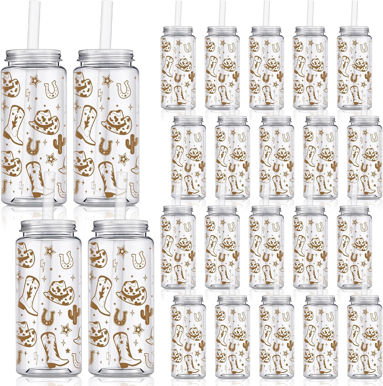 24 Pcs Western Cowboy Tumbler Set for Parties and Gifts