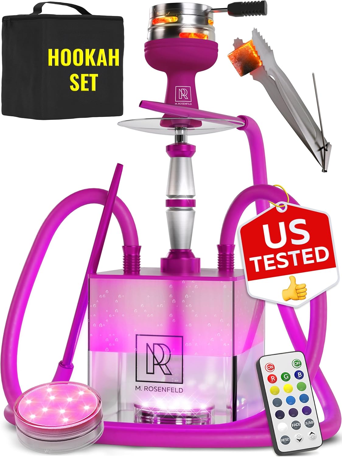 Purple Hookah Set 2 Hose - Complete Portable Hookah Kit