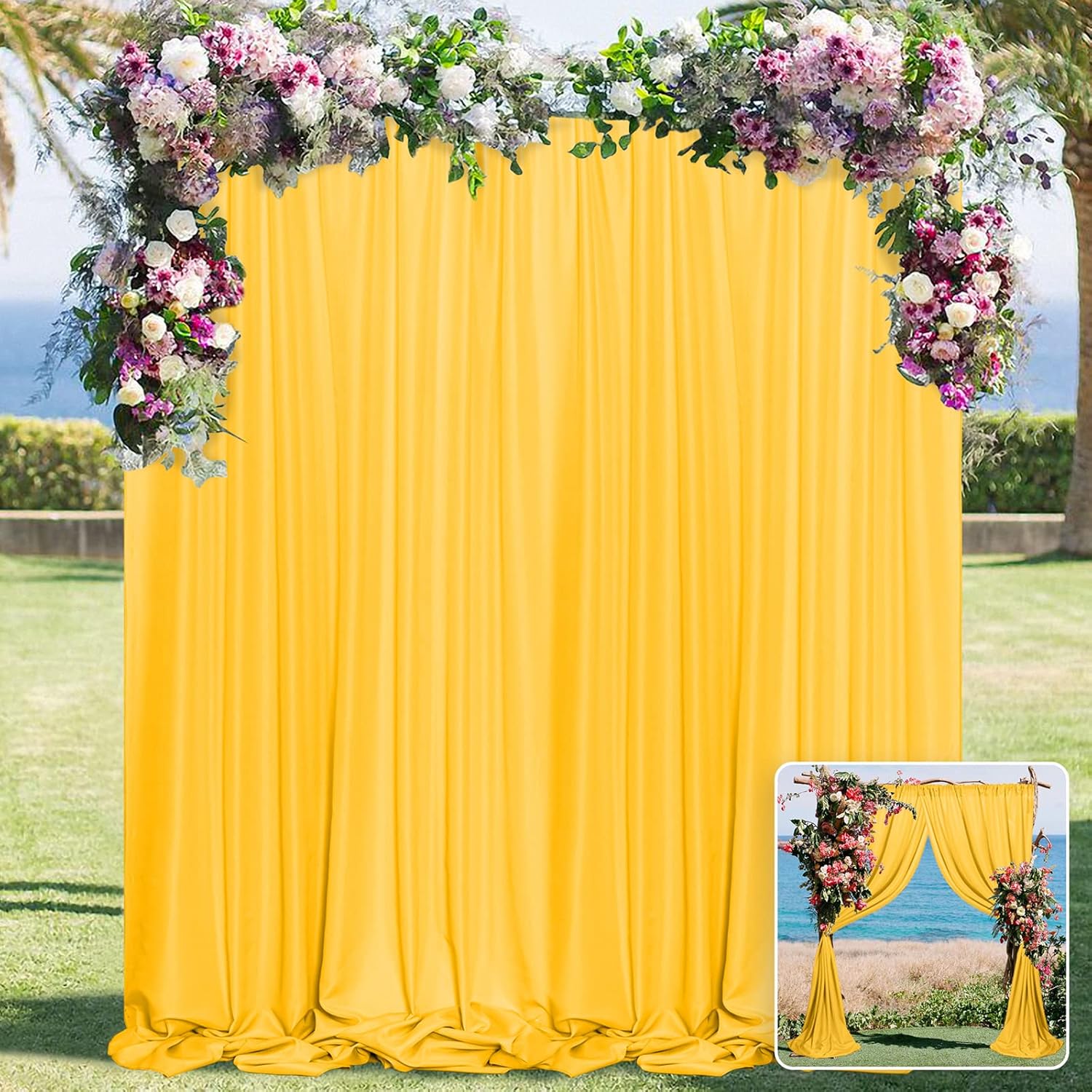 Yellow Backdrop Curtain for Parties and Home Decor, 5ft x 10ft