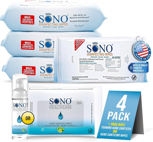 SONO Disinfecting Wipes - Antibacterial, Medical-Grade Cleaning