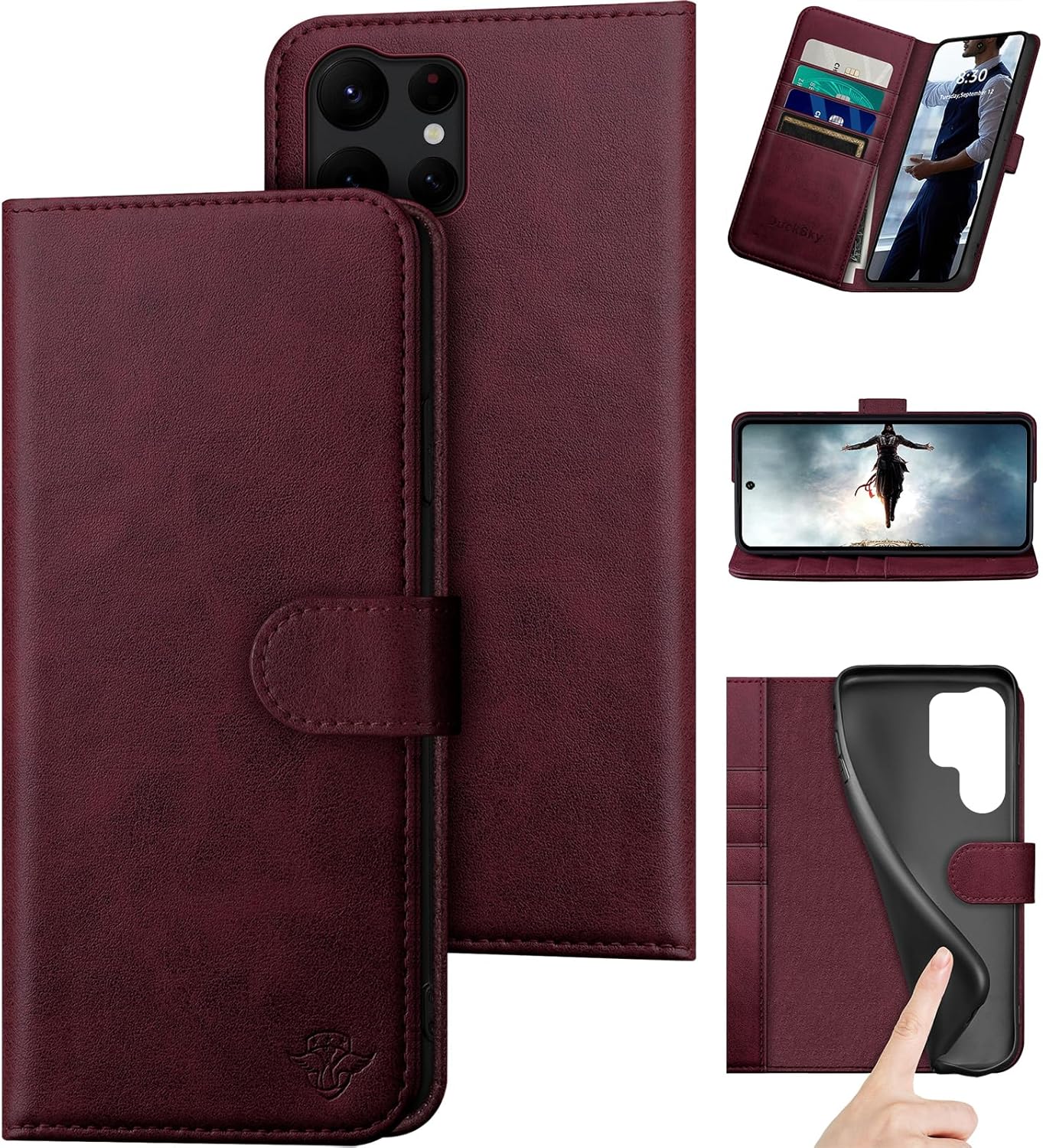 Leather Wallet Case for Samsung Galaxy S24 Ultra - RFID Shielding