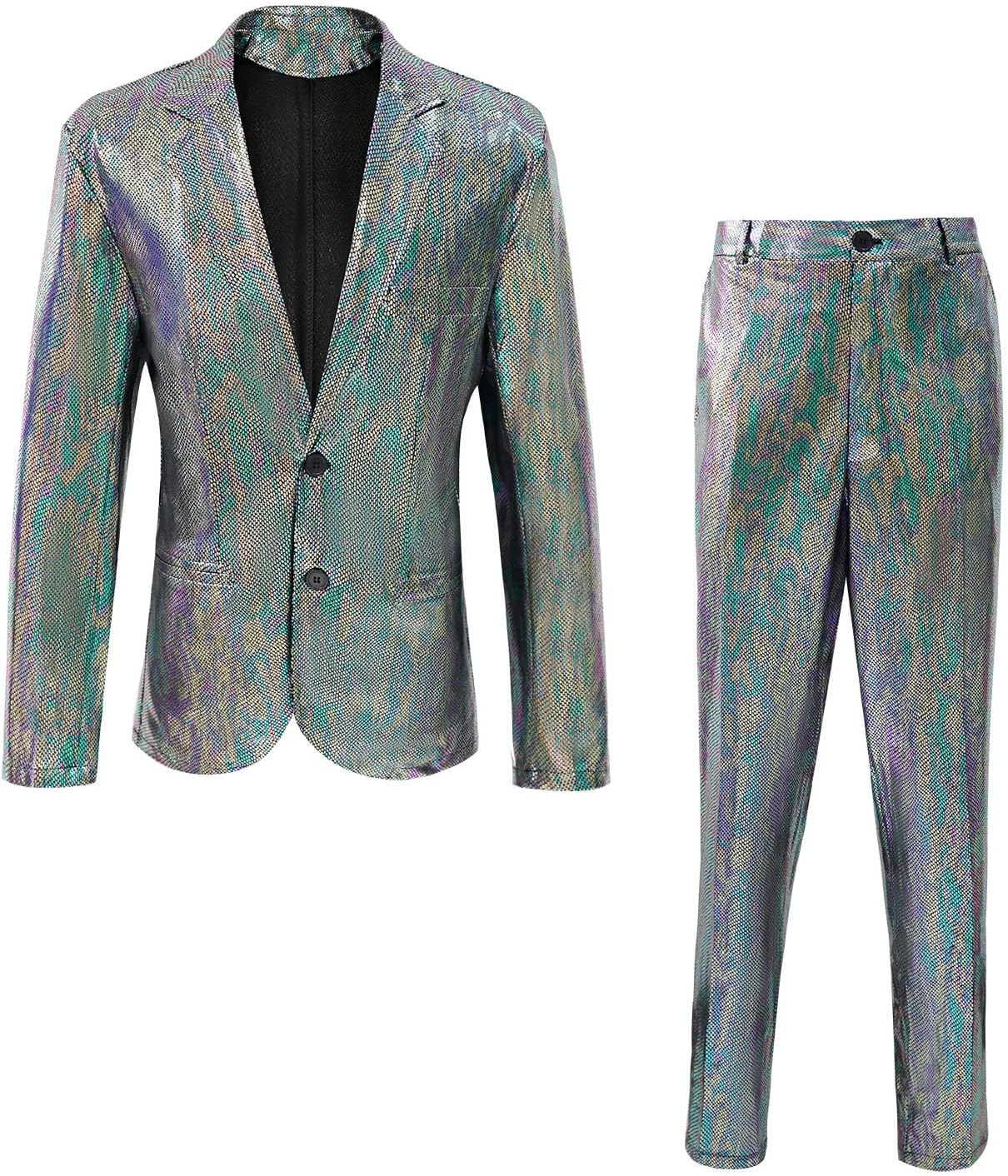Men's 70s Disco Outfit Rainbow Suit Sequin Jacket and Pants