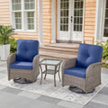 Swivel Patio Chairs Wicker Set - 3 Piece Outdoor Swivel Rocker Set