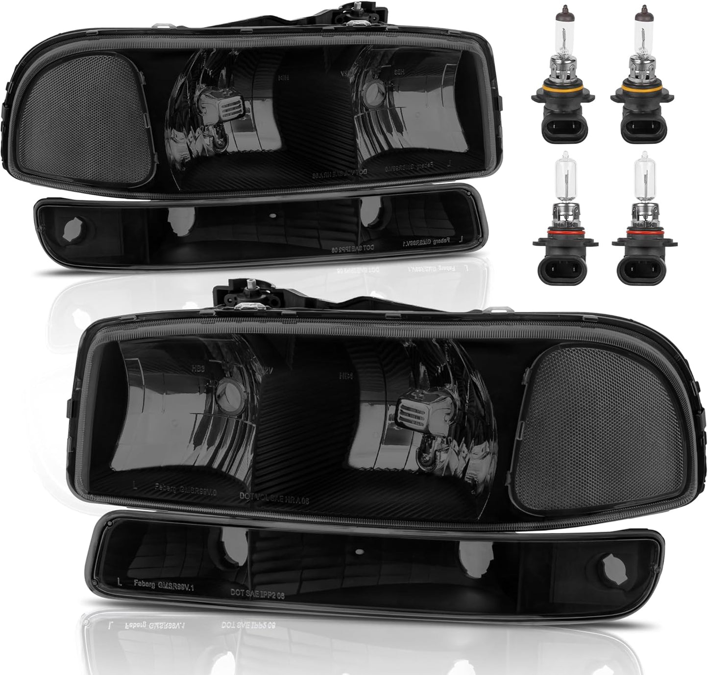 Headlight Assembly Front Lamp for 1999-2006 GMC Sierra & Yukon