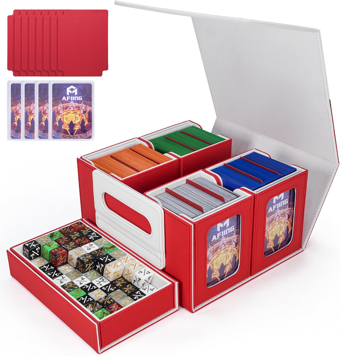 AFIING Commander Deck Box for MTG with Display Window & More