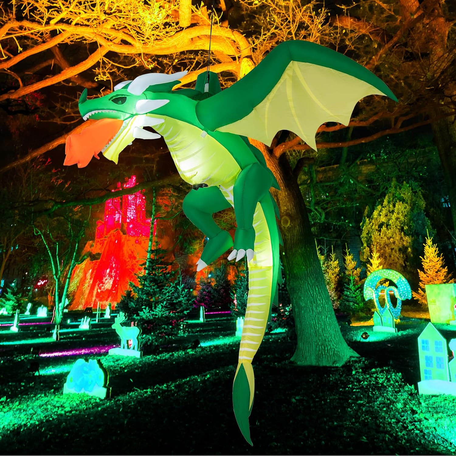 5.2 FT Hanging Halloween Inflatable Fire-Breathing Dragon