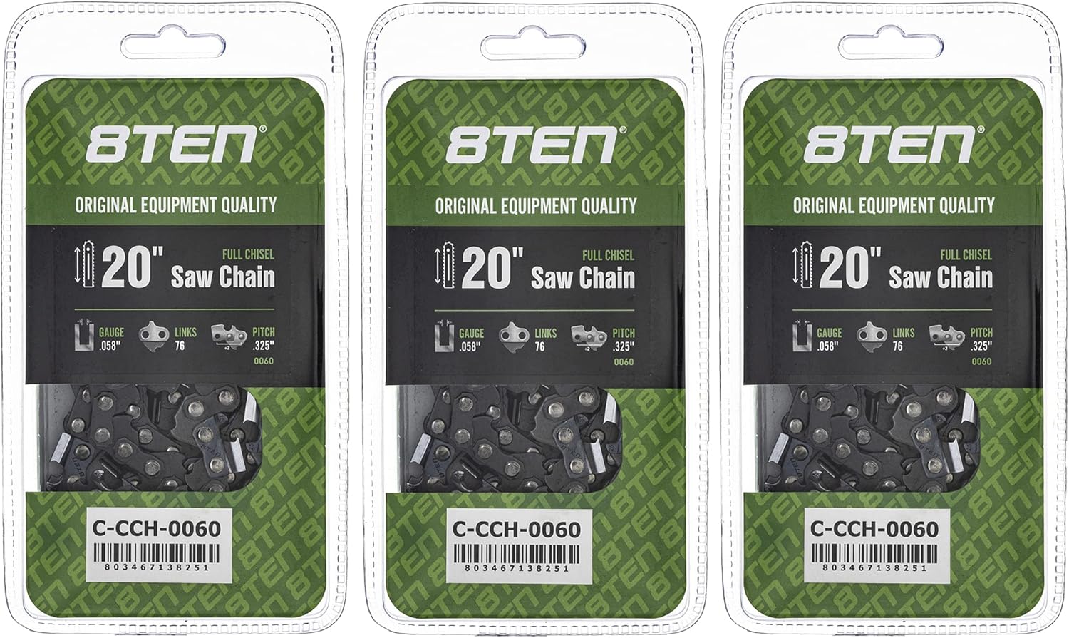 8TEN Full Chisel Chainsaw Chain 20 Inch for Stihl and Blue Max