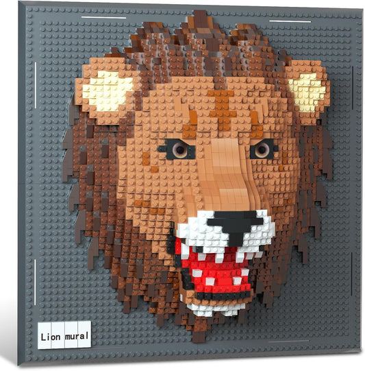 Lion Animal Wall Art Micro Mini Building Blocks Set for Unique Decor