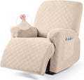 Recliner Chair Cover Cream 3-Piece Stretch Slipcover - Soft Fit
