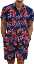 COOFANDY Men's Summer Beach Shirt and Shorts Set - Lightweight Linen