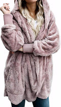 Zilcremo Women Hooded Cardigan Fuzzy Jacket for Winter Wear
