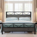 California King Bed Frame Charcoal Grey with 51.2 in Headboard - Tall