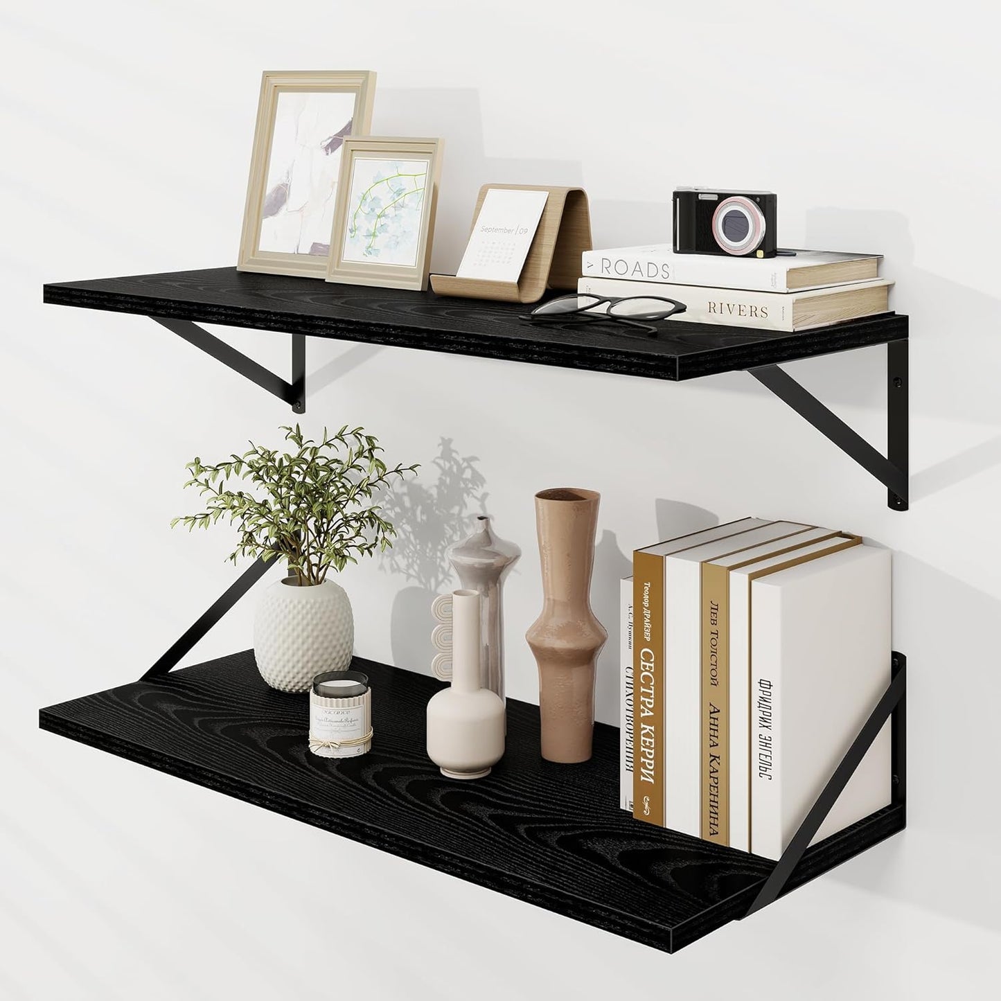 Floating Shelves for Wall, 12 Inch Deep Set of 2 for Home