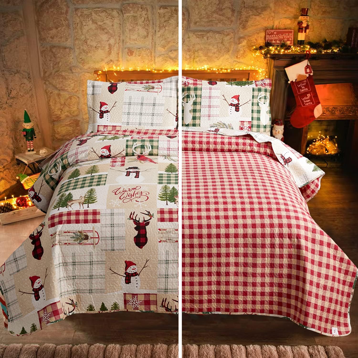 Christmas Quilt Set Queen Size by Jessy Home for Holidays