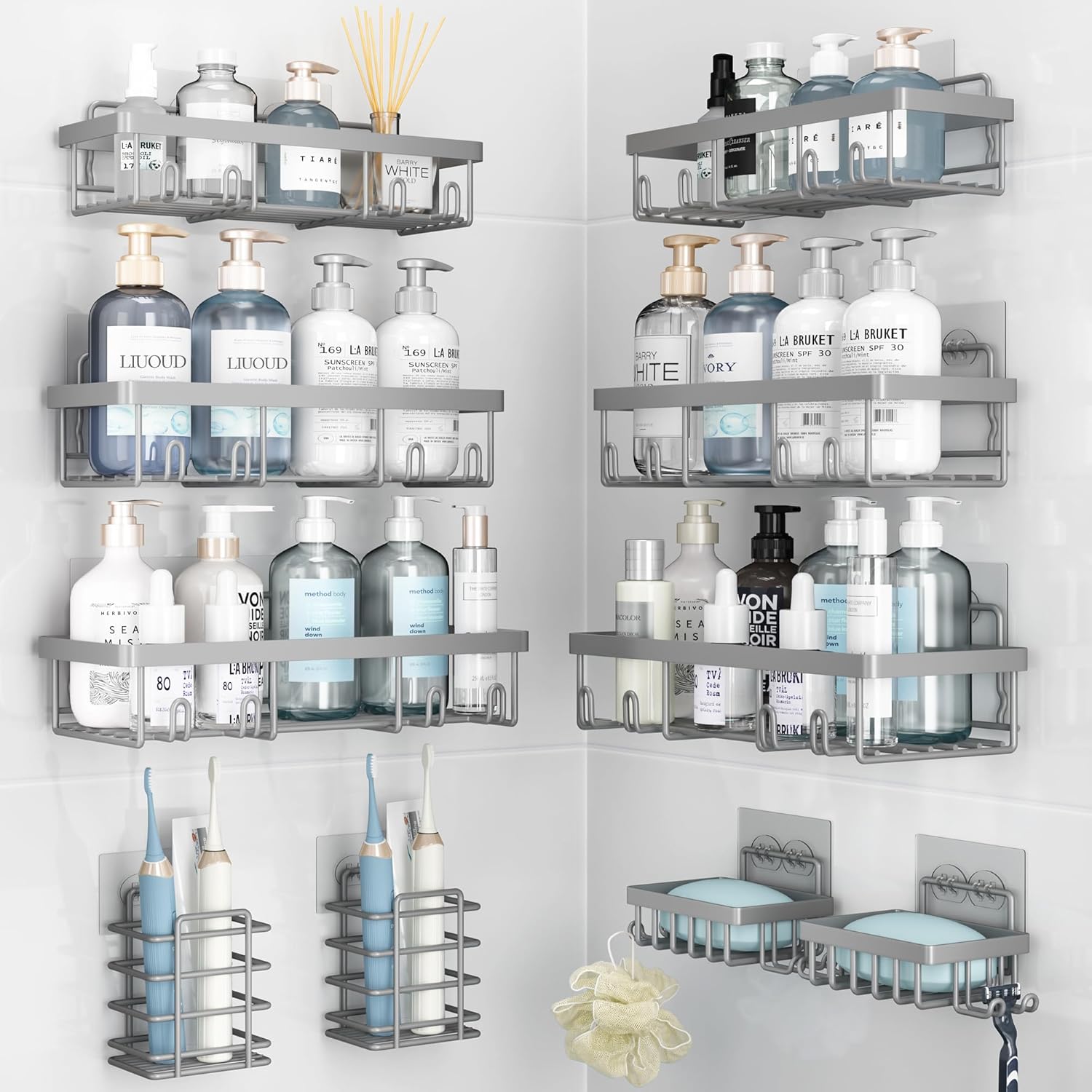 10 Pack Shower Caddy Organizer Rack Shelf for Easy Bathroom Storage