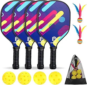 DULCE DOM Pickleball Paddles Set of 2/4 with Balls and Bag
