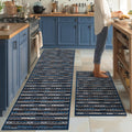 Kitchen Rugs Sets of 2 Non Slip Kitchen Mats - Cushioned Navy Blue