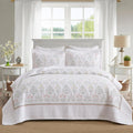 100% Cotton Oversized Quilted Bedspread Set - Lightweight Embroidered