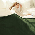 Electric Heated Blanket Twin Green 62 in x 84 in - Soft Flannel Sherpa