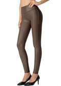 SANTINY Faux Leather Leggings Pants High Waisted Stretch - Sleek Fit