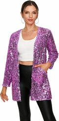 Women's Sequin Jacket Long Sleeve Open Front Blazer - Sparkly Cardigan