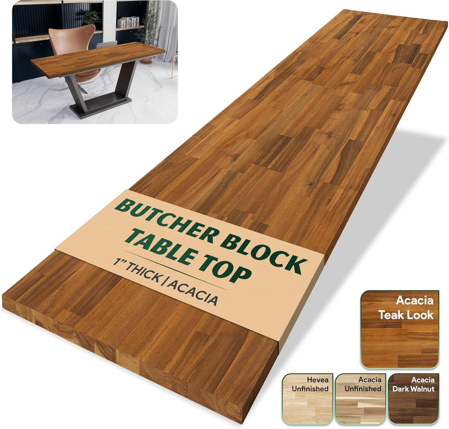 Premium Acacia Hardwood 55 x 28 in. Table Top for Desks