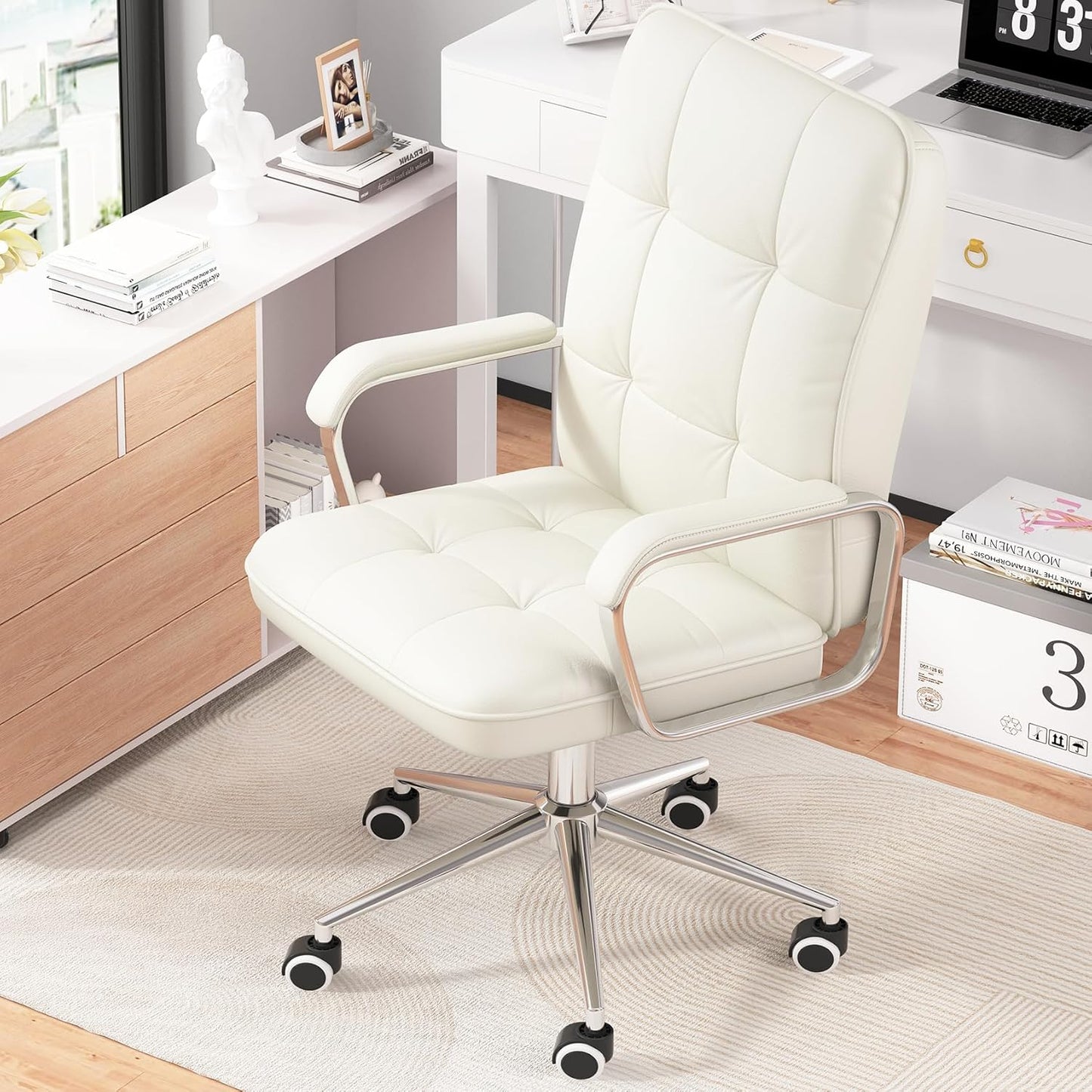 Adjustable Swivel Office Chair with Soft Leather